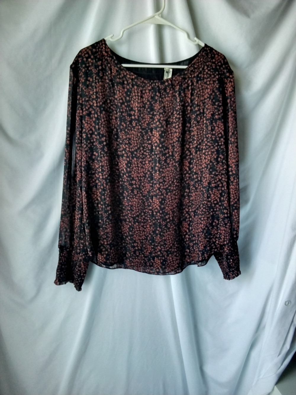 everleigh Black Blouse with Dusty Rose Floral Print